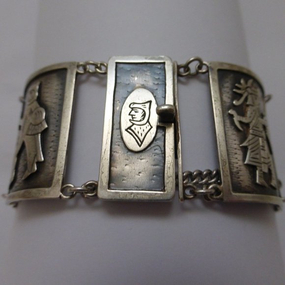 Casa Prieto Mexico 900 Silver Panel Bracelet Mayan - Picture 11 of 12